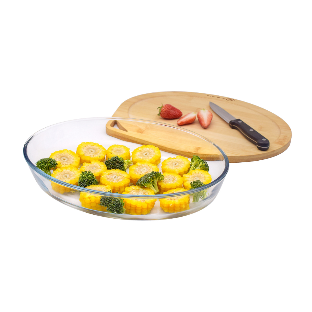 1600ml Oval Ovenware with Bamboo Lid